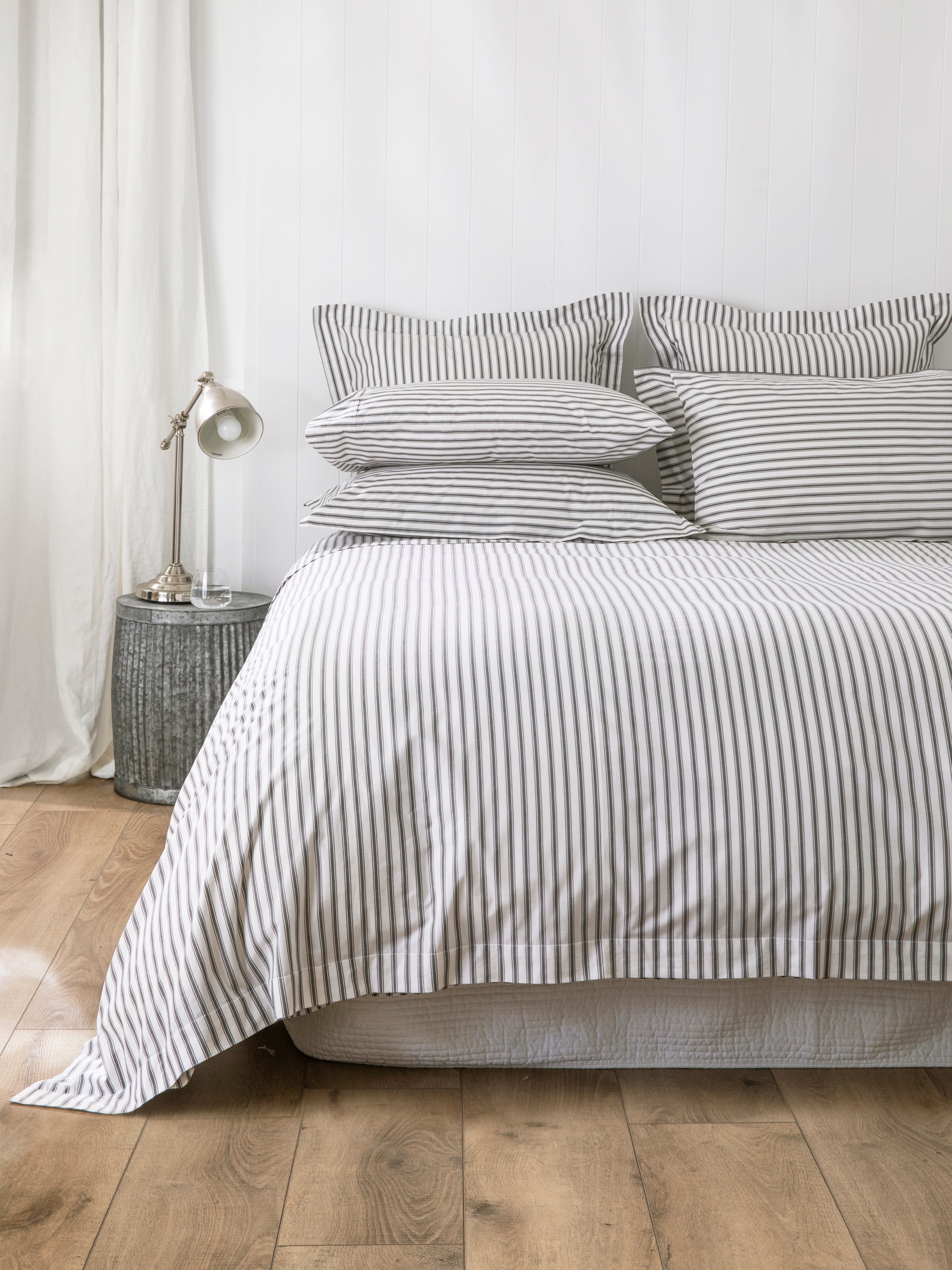 grey ticking duvet cover