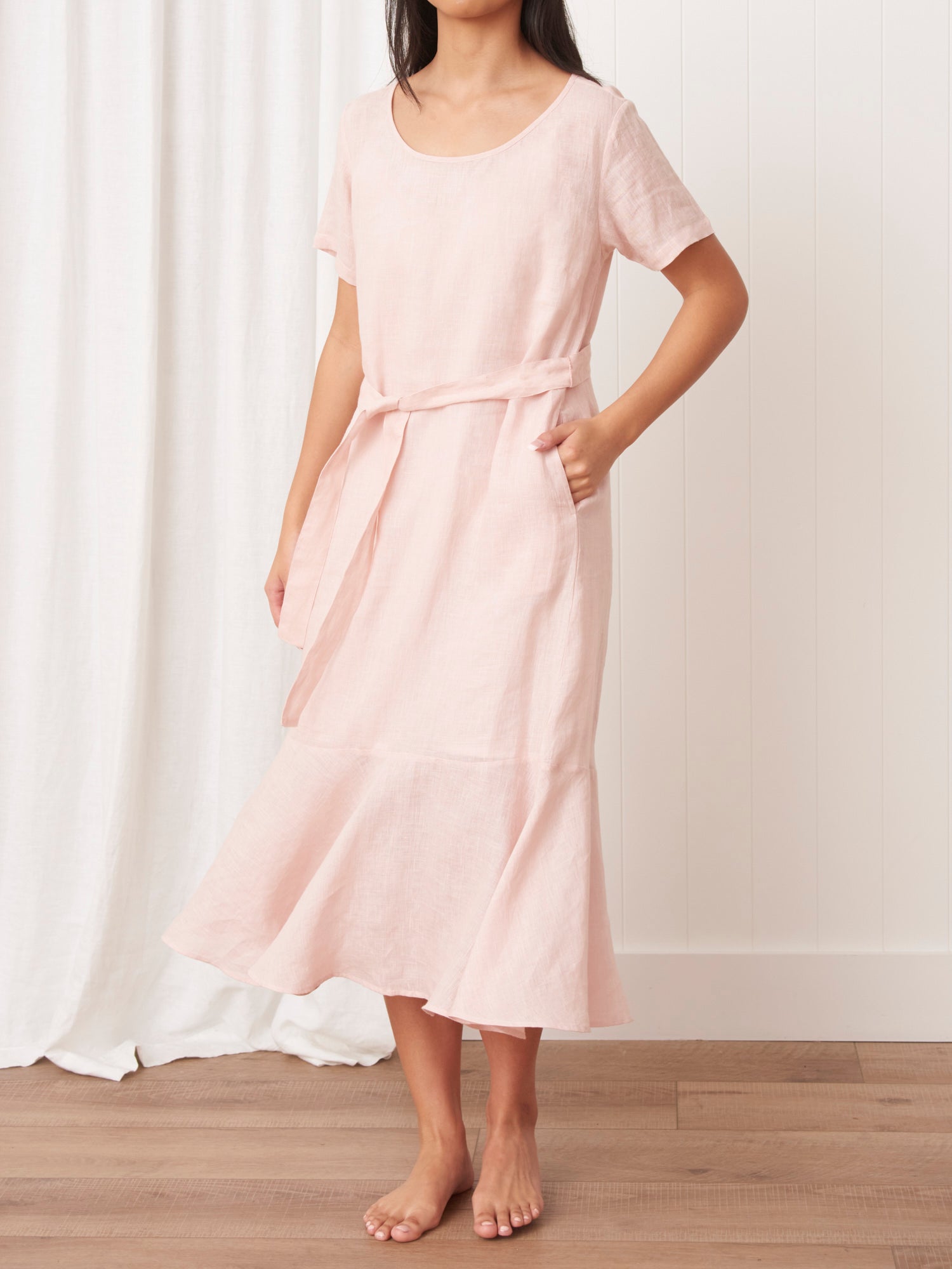 Fuchsia linen clearance dress