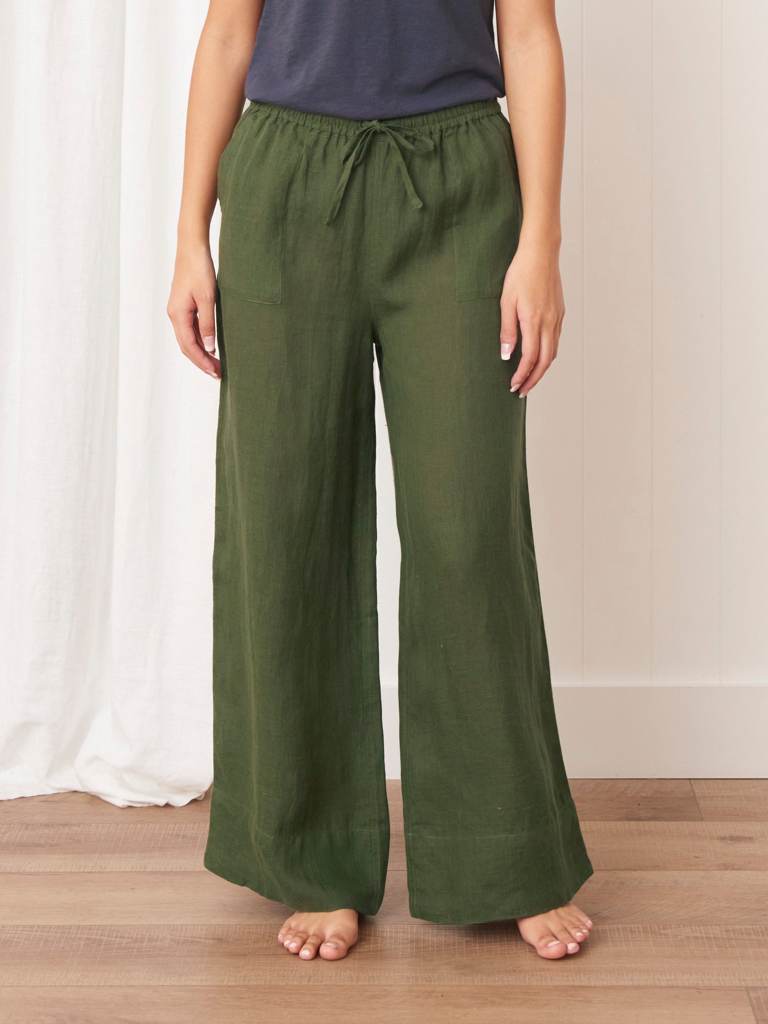 Army green 2025 linen pants