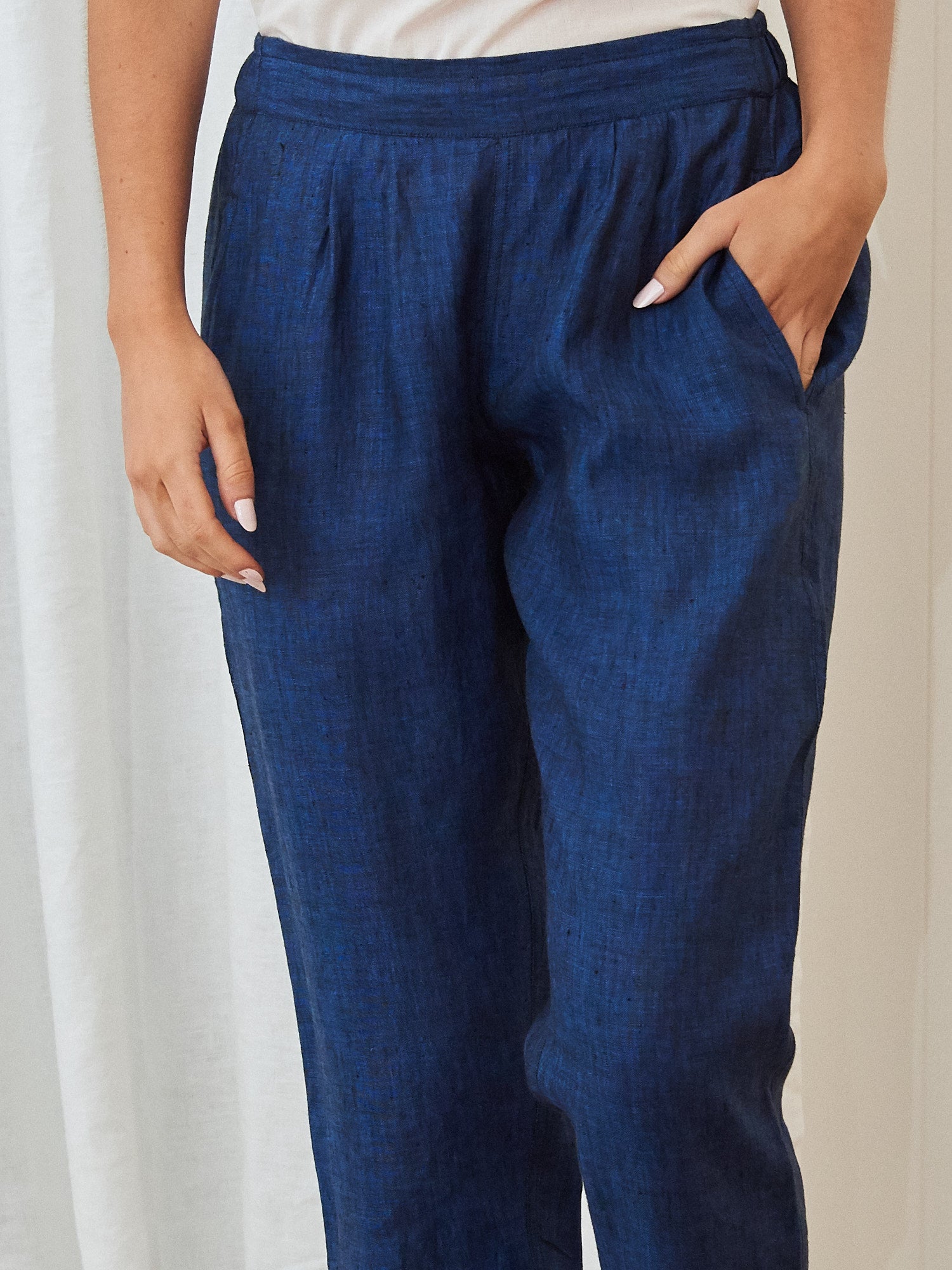 Voyager Linen Pants in Blue Chambray | Wallace Cotton US