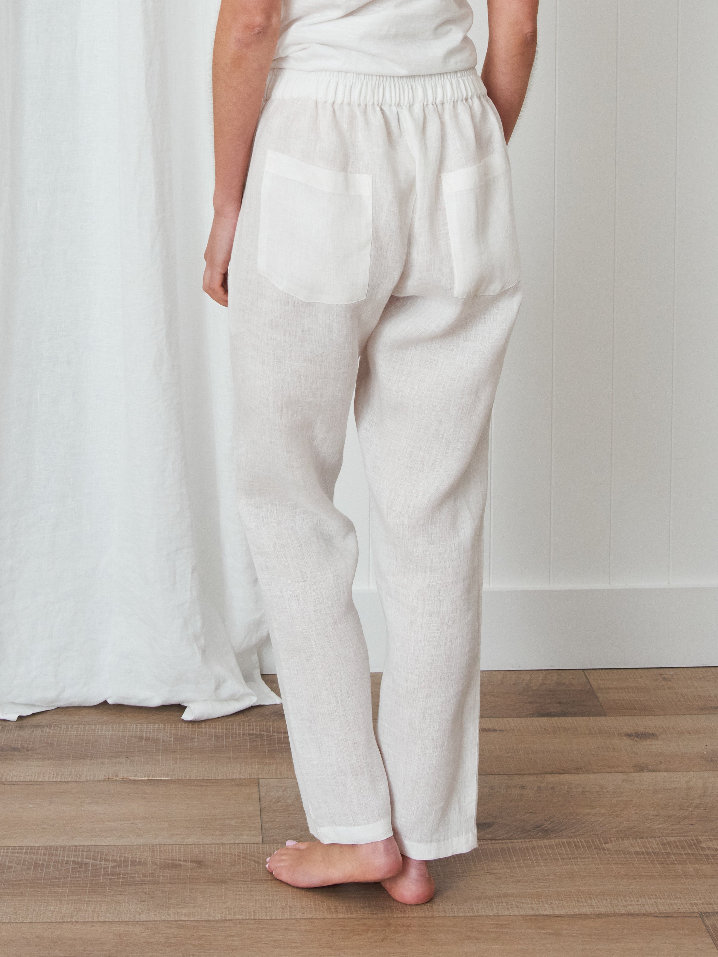 White cotton hot sale linen pants