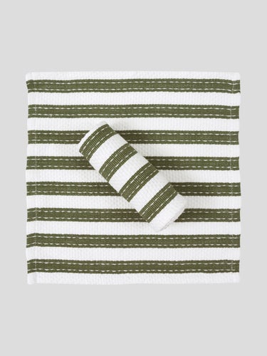 Set of 2 Striped Cotton Tea Towels - 29.5